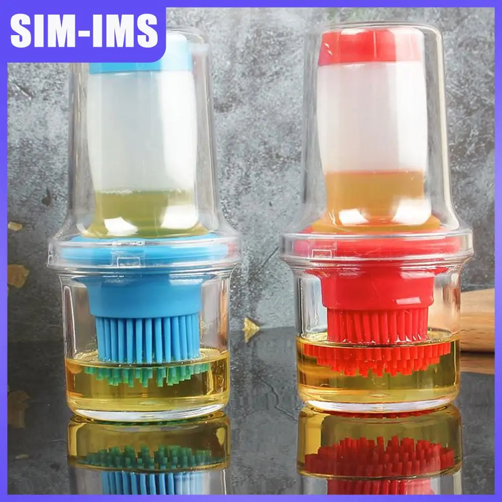 

Multi-function With Protective Cover Oil Brush Bottle Food Grade Barbecue Brush Convenient Dual Use Silicone Oil Bottle