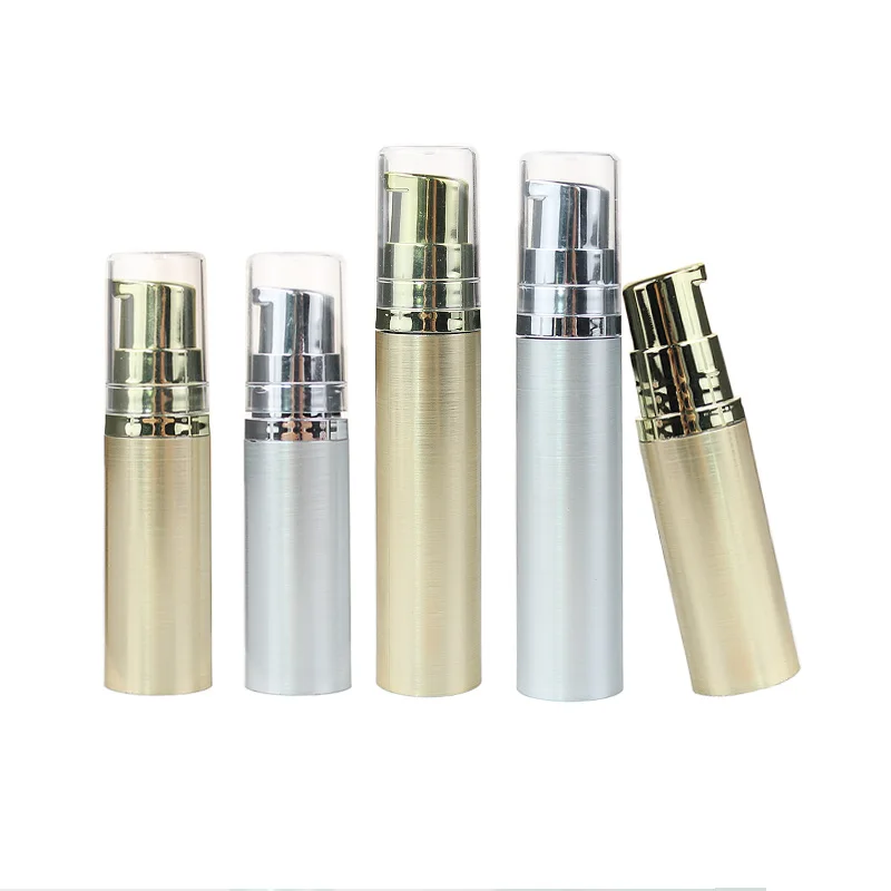 

30pcs Luxury 5ml 10ml Empty Airless Vacuum Pump Bottle Portable Silver Refillable Bottles for Travel Cosmetic Lotion Container