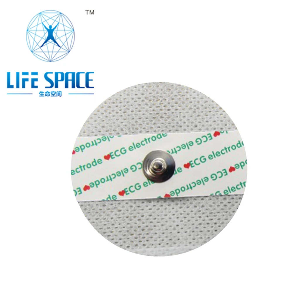 Elctroder desechable para adulto, almohadilla de botón básica no tejida de 55mm con gel conductor Ag/Agcl para conexión de cable ecg, 50 piezas