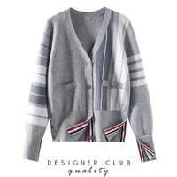 tb cardigan womens spring and autumn new college style korean version outer wear loose v neck sweater coat knitted top
