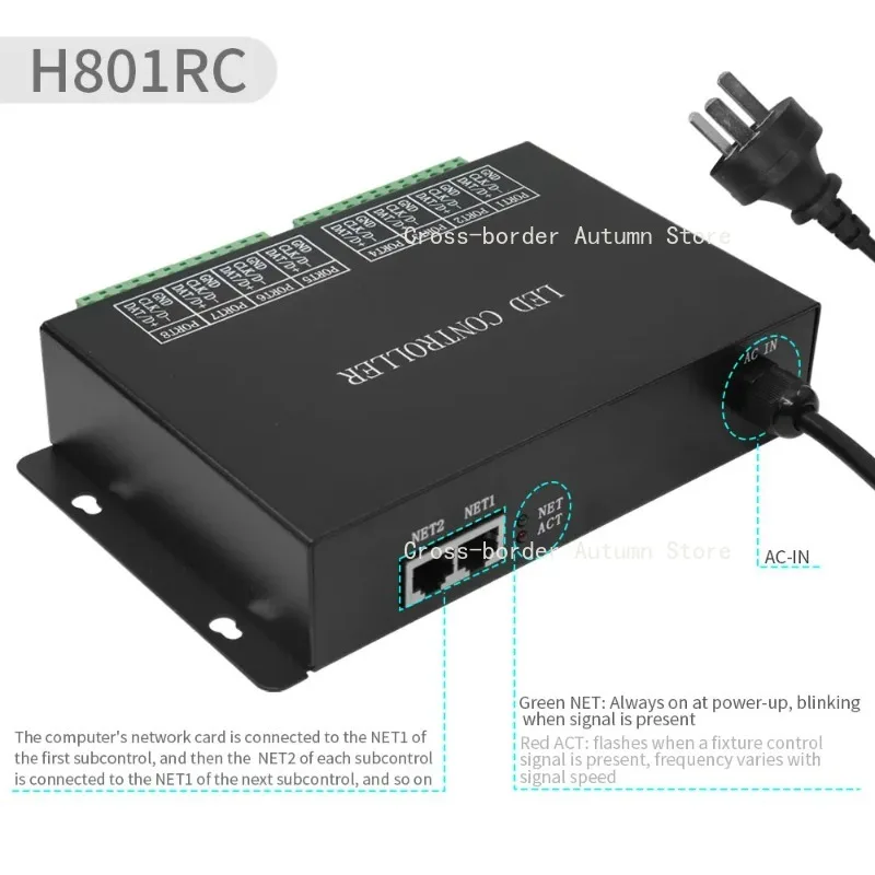 Фото Контроллер светодиодных пикселей H801RC H802RA Artnet Ethernet-SPI для WS2811 W2812B WS2815, программируемый контроллер освещения №3