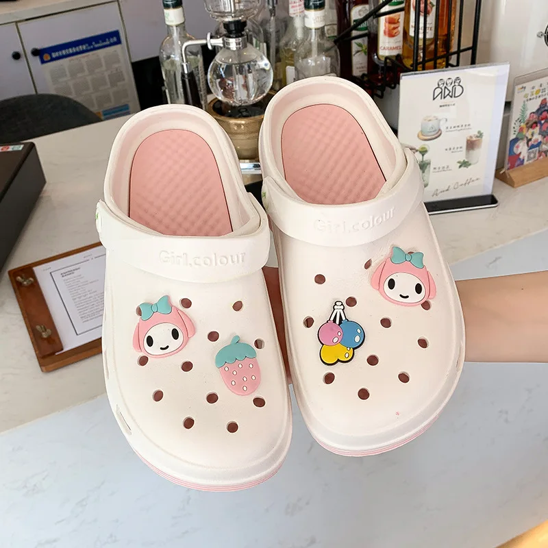 

Disney Cute Outdoor Platform Shoes Women Slipper Thick Bottom Nurse Operation Room Sandals Beach Non-slip Garden Shoes Cartoon