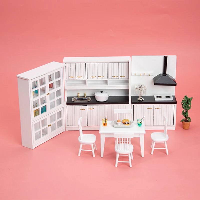 

1/12 DollHouse Miniature Luxury White Wooden Cabinet Refrigerator Fridge Furniture For Dolls Kitchen Dinning Room Decoration