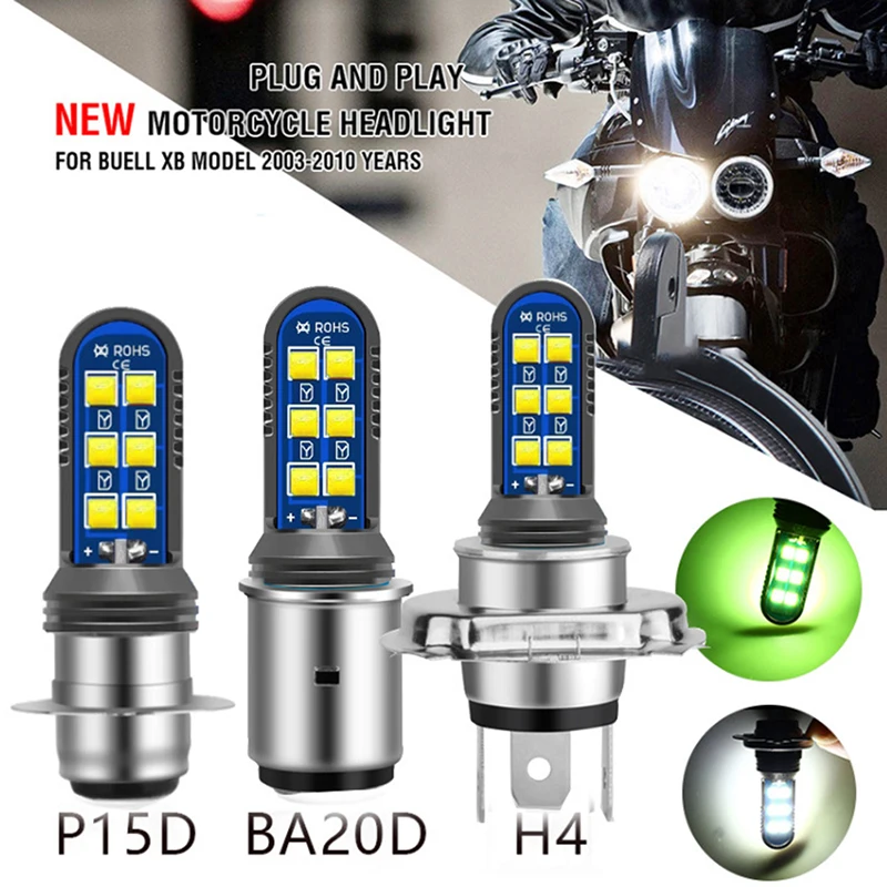 

1Pcs H4 BA20D P15D Led Motorcycle Headlights 6000K Hi/Lo Beam 3030 12SMD Moto Led Scooter atv Accessories Fog Light Yellow