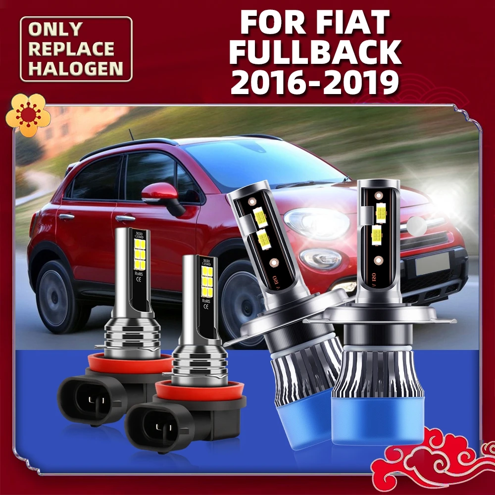 

2/4Pcs LED Headlight Bulbs 12V High Power Lights / Car 6000K Fog Lamps Fit For Fiat Fullback 2016 2017 2018 2019 Replace Luces