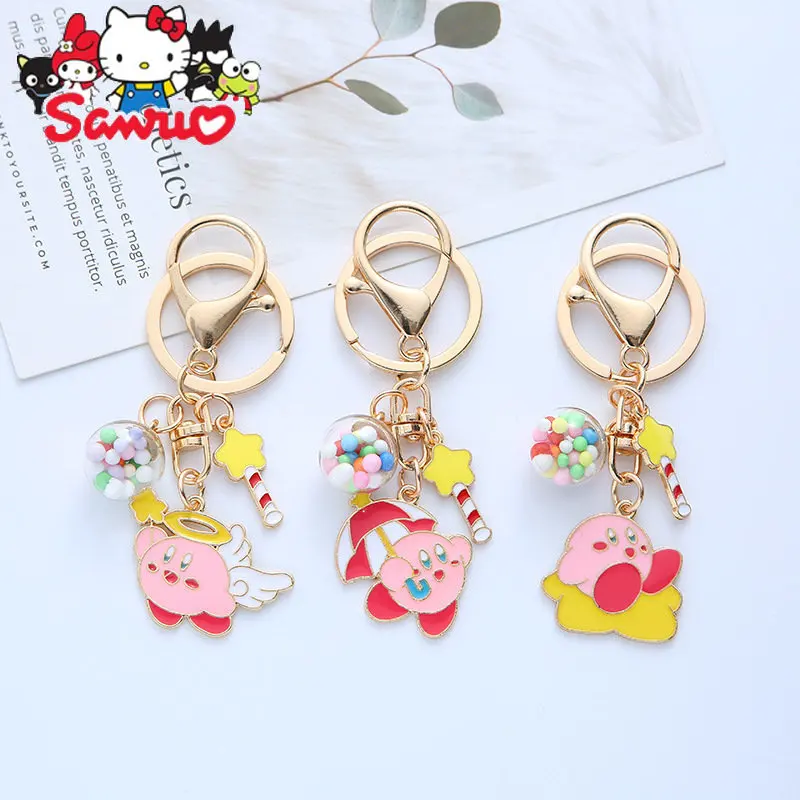 Брелок для ключей Sanrio Kirby с мультяшным аниме толстым рисунком металлическая