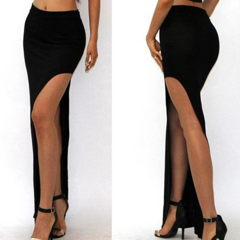 

Summer Solid Package Hip Women Skirt Hem Cross Fold Sexy Split High Waist Women Skirt Cut Out Asymmetrical Pencil Skirts