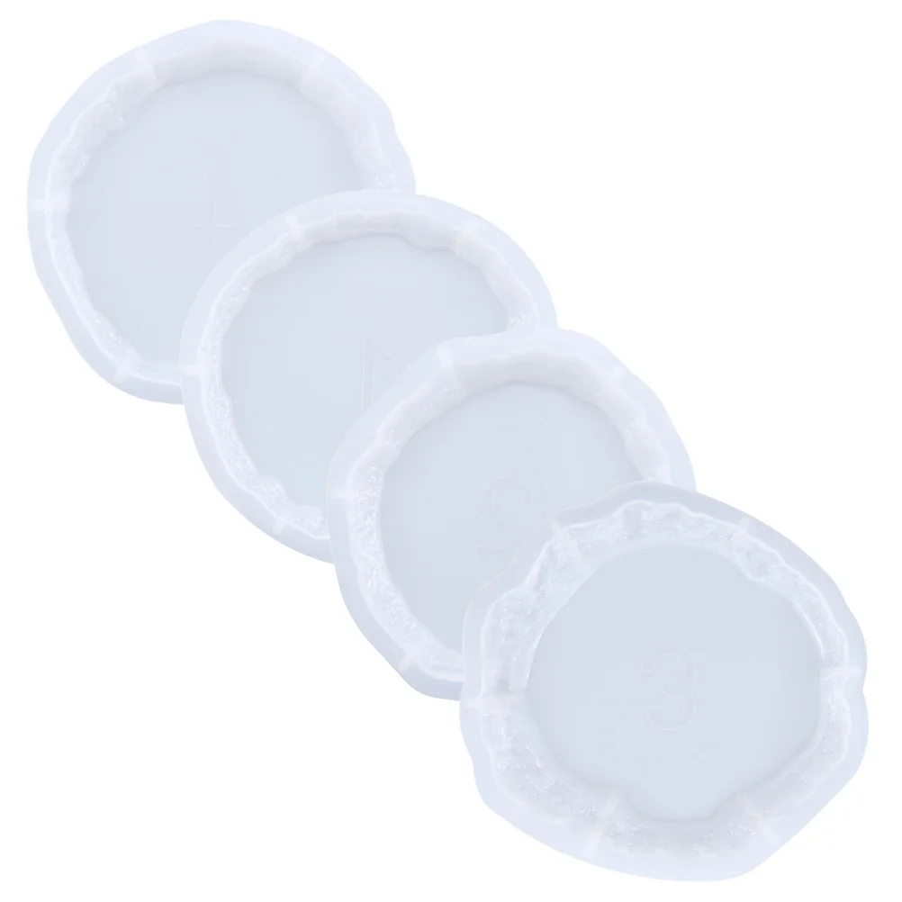 

4 Pcs Fruit Plate Mold Coaster Silicone Resin Molds Tool Tray Crafts Silica Gel Square