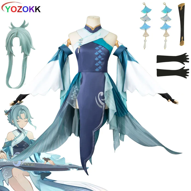 Игра Genshin Impact новый костюм Мадам Пинг для косплея парик женское элегантное платье