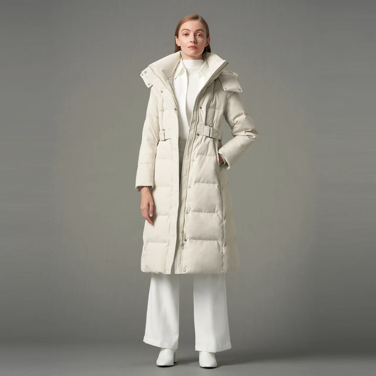 Женский пуховик Bosideng с длинным рукавом и капюшоном