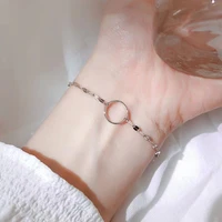 geometric circle ring apricot leaves bracelet zircon letter bracelets for women fresh light luxury jewelry minimalist harajuku