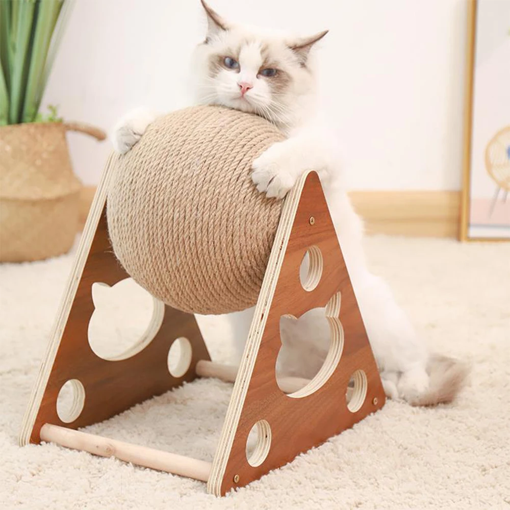 

Cat Scratched Toys Cat Tower Pet Wooden Cats Scratcher Spin Sisal Ball Funny Kitten Grinding Claws Toys Furniture Protector