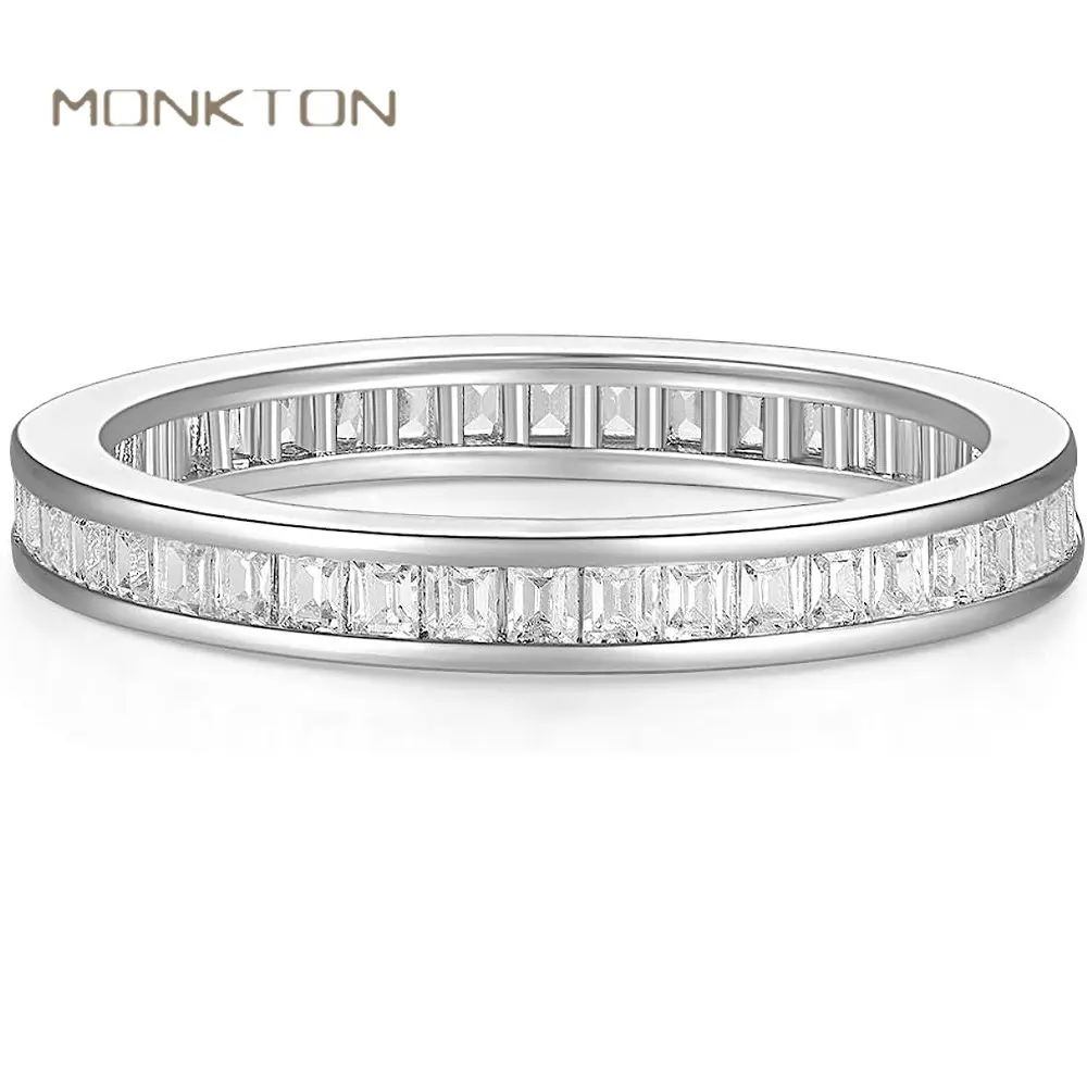 

Monkton Promise Wedding Ring for Women Cubic Zirconia Eternity Band Engagement Stacking Promise Rings Silver Color Anillos Mujer