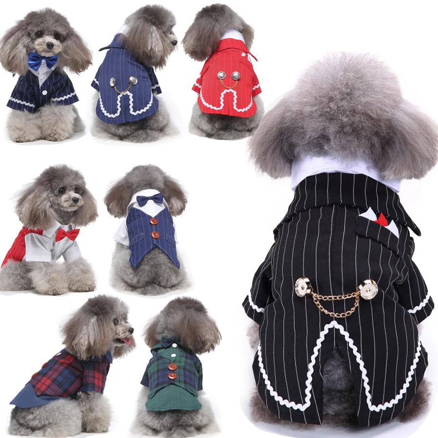 Fancy Puppy Clothes 2023 Dog Wedding Outfit Funny Dog Tuxedo Suit Costumes Bow Tie French Bulldog Halloween Pet Clothing Apparel