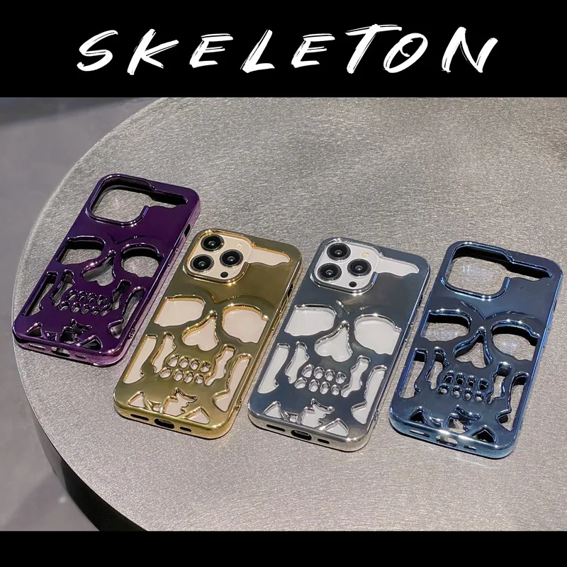 

Mobile phone case for IPhone14 pro max plus 13 12 11 XR XS tide brand skull camera protection electroplating mobile phone case
