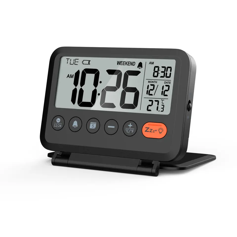 With Backlight Calendar Traveling Alarm Clock Home Office Portable Desktop Thermometer Clock