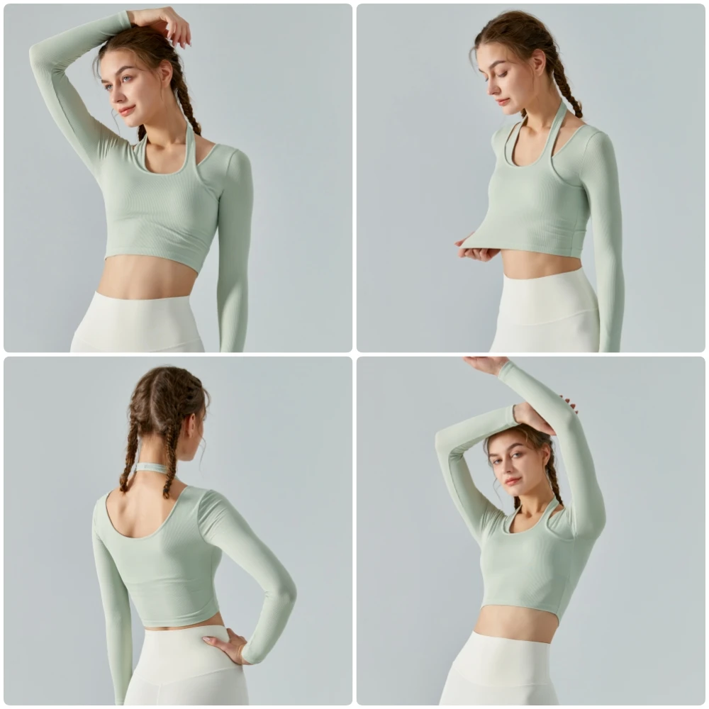 

Kaycee Hot Sale Autumn/winter Long Sleeve Yoga T-shirt Sportswear for Women Fashion Workout Clothes Tights with Breast Pad Gym