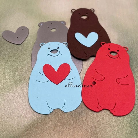Сердце-обнимашка медведь металлические трафареты для резки DIY Скрапбукинг декоративное тиснение ручной работы шаблон для высечки