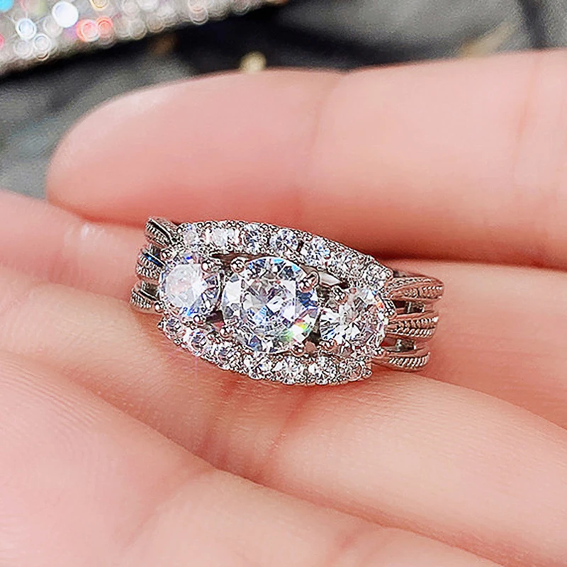 

2022 New Cubic Zirconia Engagement Rings Women Fashion Design Proposal Rings for Girlfriend Fancy Love Gift Luxury Jewelry New