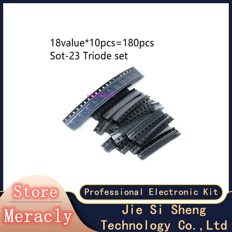 

180PCS/Lot SOT-23 Transistor Kit Assorted Set S9012-S9014 A42 2N3906 MMBT5551 18 Kinds SMD Triode Kit SOT23 Transistor Set 1AM