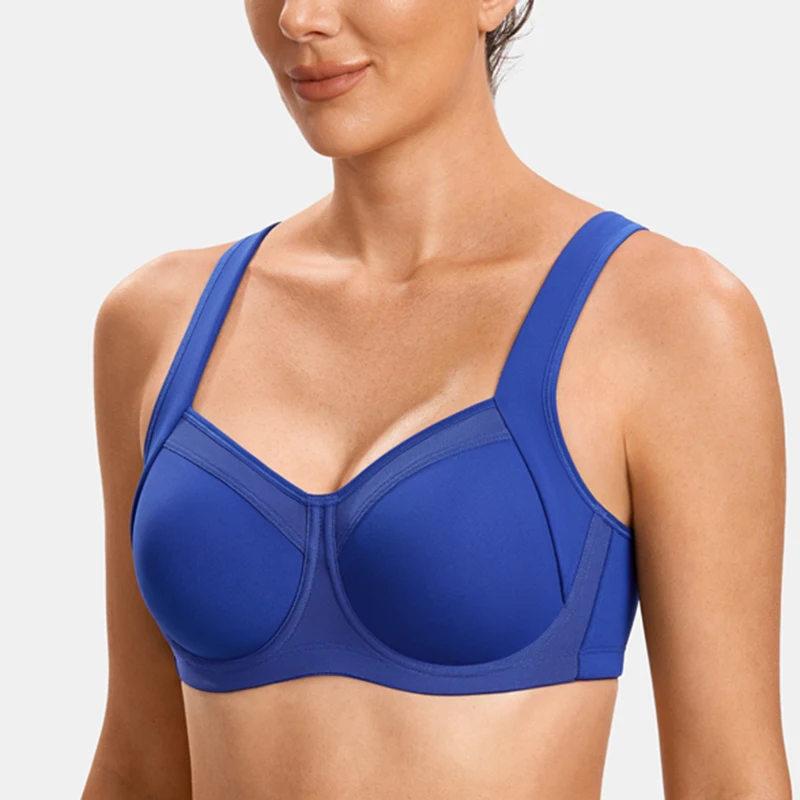 High Impact Sports Bra for Women Full Coverage Non Padded Underwire Female Exercise Running Bra Sportwear 34 36 38 40 C D DD E F