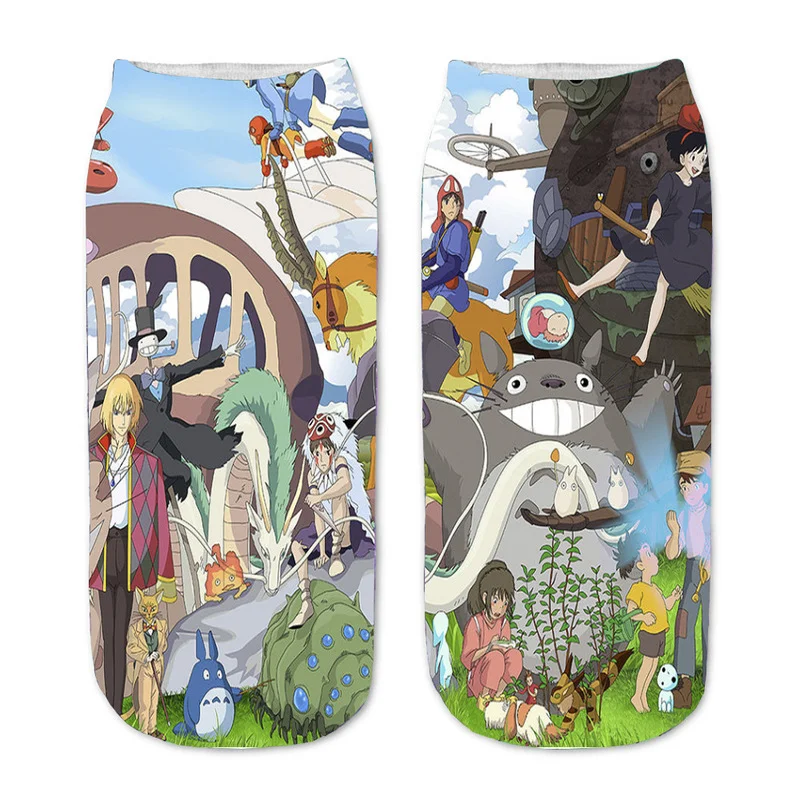 Totoro Women Sock Cartoon Ladies Socks Kawaii Calcifer Casual Hayao Miyazaki Printed No Face Man Fairydust Sox Korean Socken