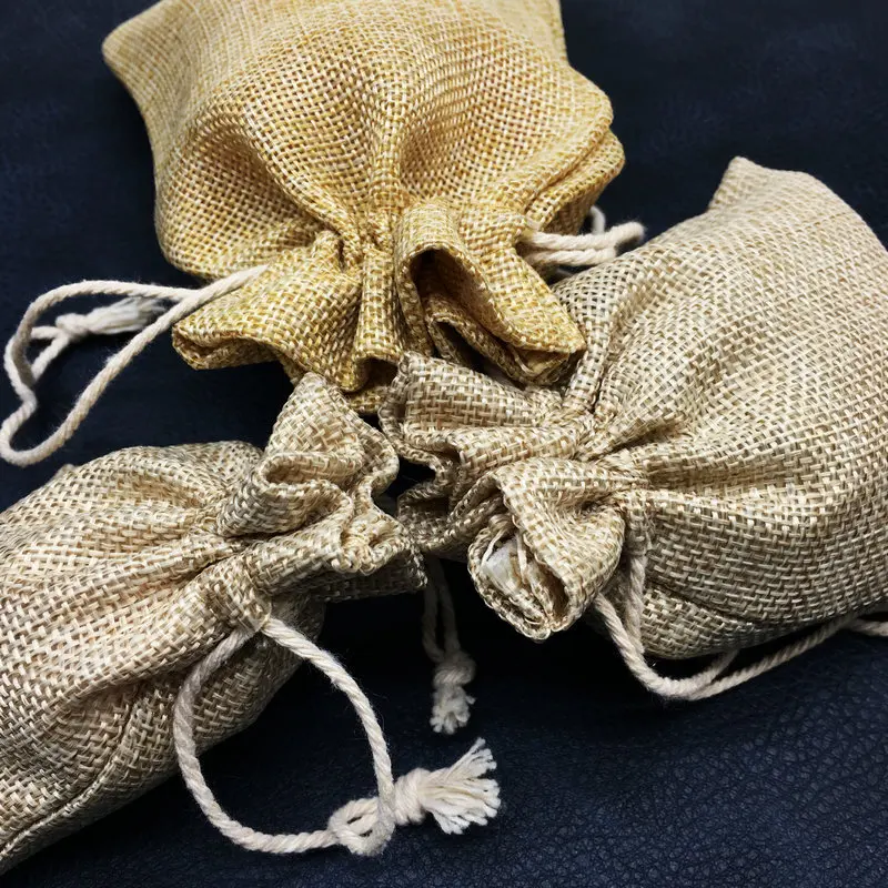 Promotion Jewelry Display Joyero Organizador 50pcs Linen Jewelry Travel Pouch Ring Beads Mini Candy Packing Gift 130*10mm