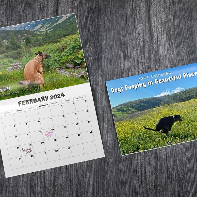 

Календарь на стену с забавной собакой, календарь с уникальным календарем, подарок для друзей, семьи, соседей, коллег, близких, 2024