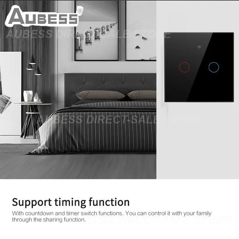 

Настенный переключатель Tuya для умного дома, сенсорный переключатель, управление через приложение, 1/2/3 клавиши, одиночный противопожарный переключатель, Wi-Fi, дистанционное управление, таймер