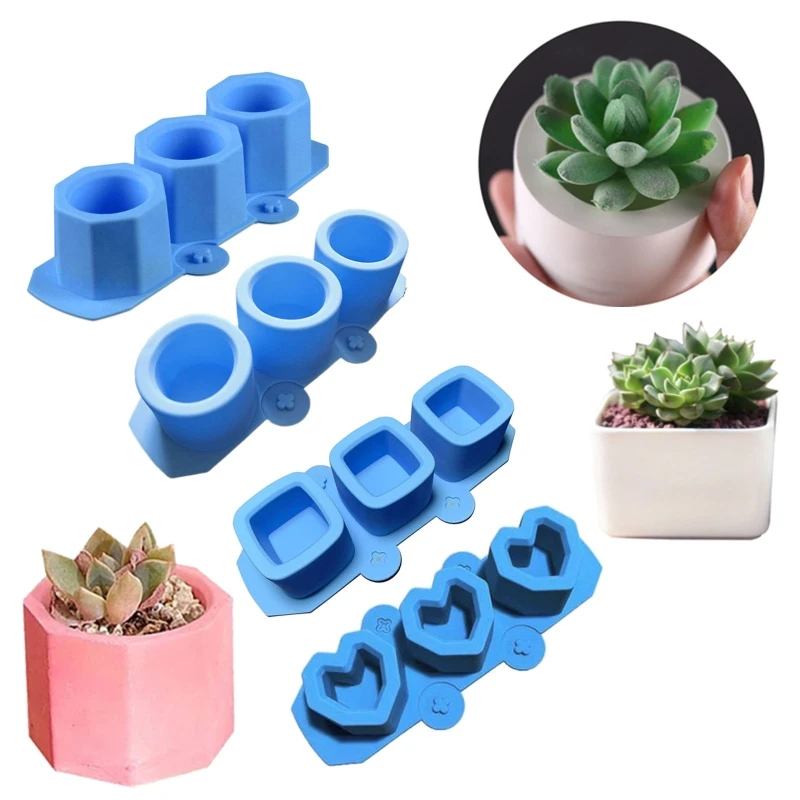 

R3MC Round Candle Jar Silicone Molds for DIY Cement Concrete Plaster Square Planter Pot Injection Mould Home Decor Crafts