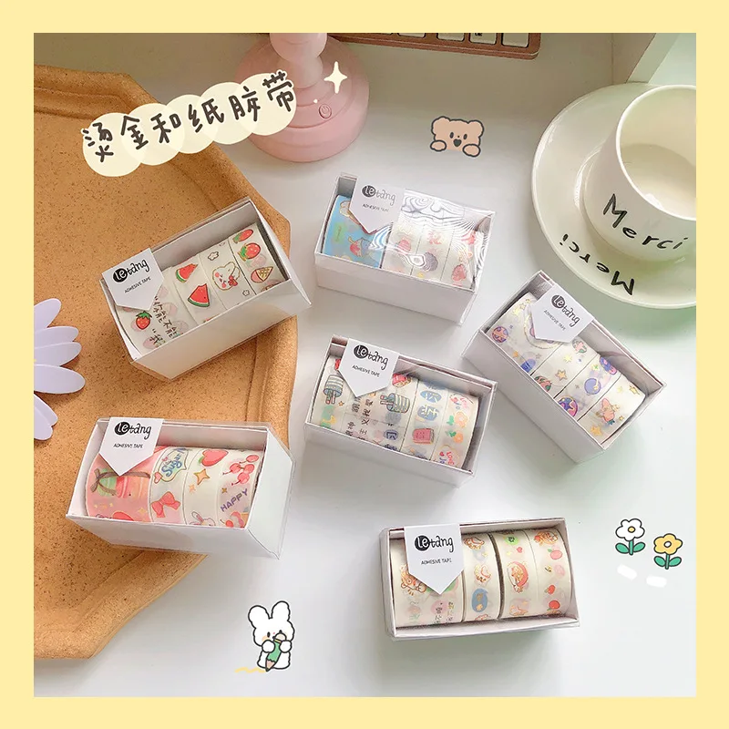 

Small boxed bronzing washi paper tape hand account tape diary decorative material stickers student stationery wholesale
