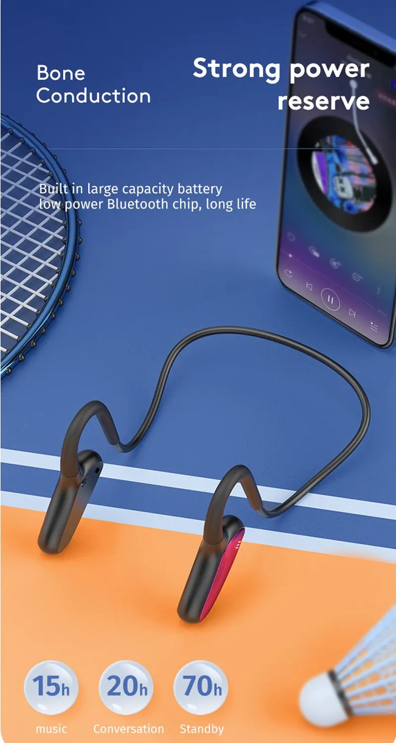 Беспроводные стереонаушники M-D8 с костной проводимостью открытым ухом Bluetooth 5.2 IPX5