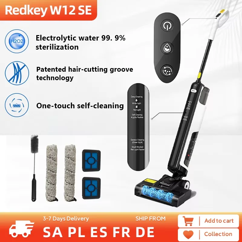

Моющий пылесос/влажная уборка Redkey W12 SE, 180 Вт, беспроводной, влажная уборка, пылесборник