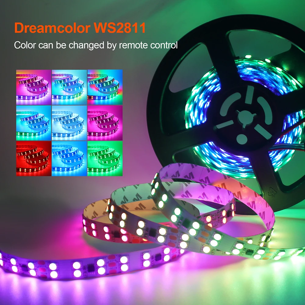 WS2811 Светодиодная лента RGB 12 В 24 ЕС США Великобритания AU Набор Bluetooth Приложение