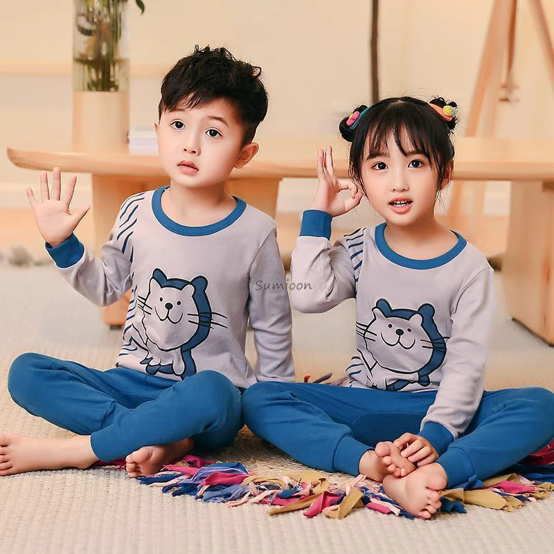 

Cotton Boys Pajamas Sets Spring Autumn Cartoon Children's Clothing Sets Baby Outfits Toddler Girls Clothes Pyjamas Kids for 2-14