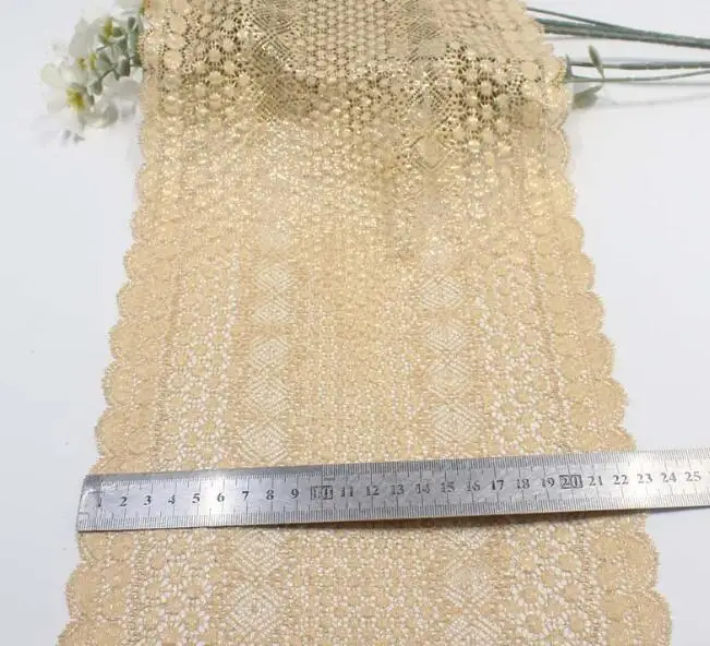 

50Yards Iron Gold Stretch Elastic Lace Trim For Lingerie Sewing Bra Dancing Dress Underwear Decor Fabrics