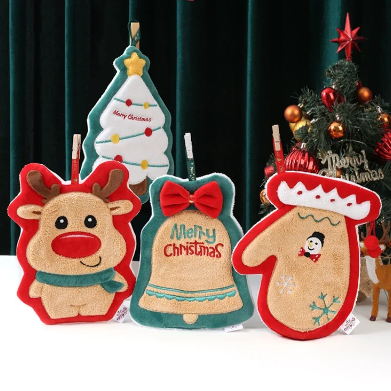 Креативное милое рождественское полотенце из кораллового бархата для рук