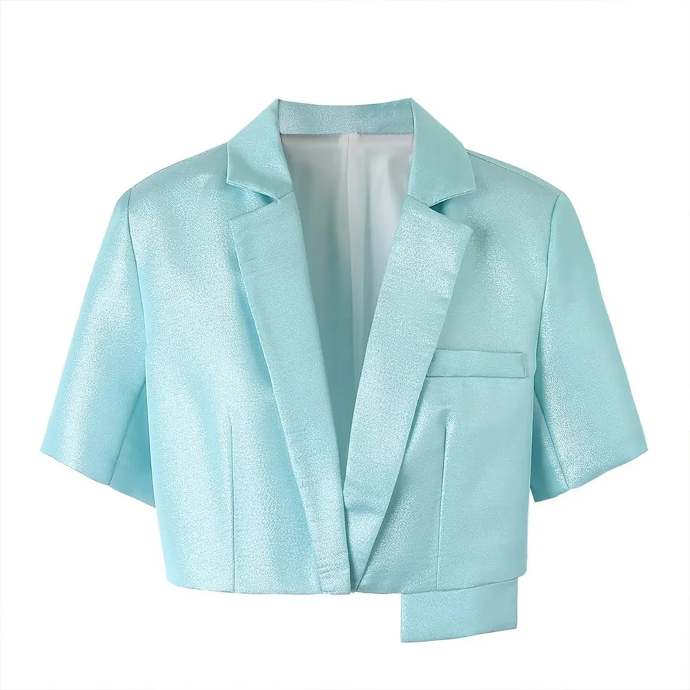 

PB&ZA spring and summer new suits women's fashion lapel irregular short temperament hundred suit jacket