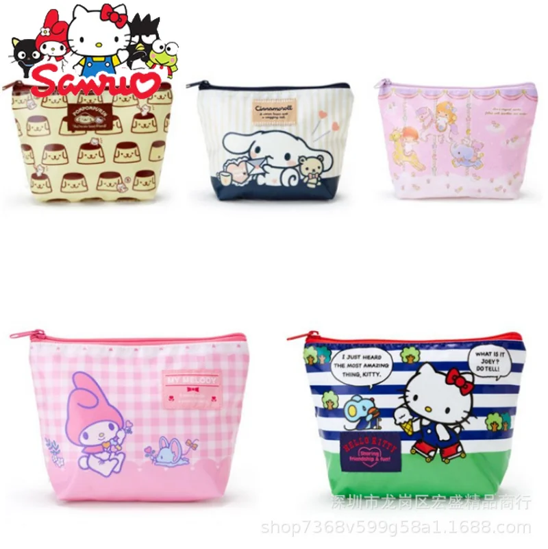 Sanrio Melody Kuromi Hello Kitty Cinnamoroll Pochacco Cartoon Waterproof Large Capacity Cosmetic Bag KT Dog Storage Bag Pen Case