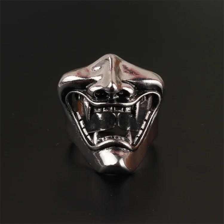 

New Hot Selling Japanese Style Ghost Samurai Ninja Bojo Mask Ring Male Open Ring Cyberpunk Boys Jewellery Wolf Party Vintage