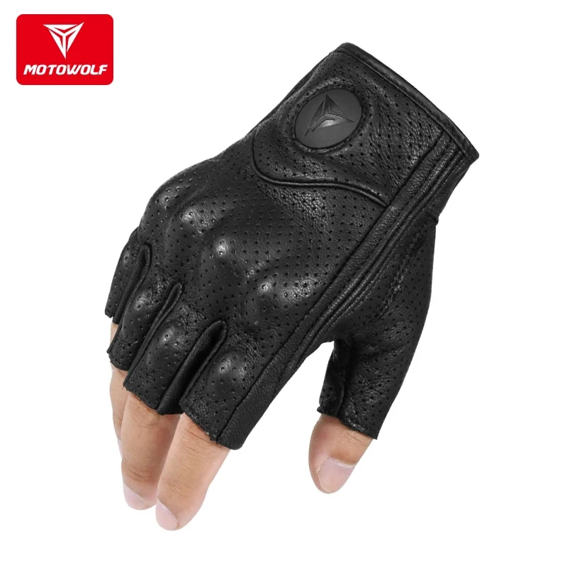 

Cycling Fingerless Gloves Tactical Retro Half Finger Motorcycle Gloves Leather Guantes Moto Verano Estivi Luvas Ciclismo Gant
