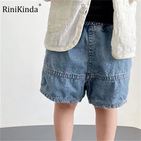 rinikinda 2022 summer denim shorts for boys and girls patched solid color short pants for kids toddlers korean pants
