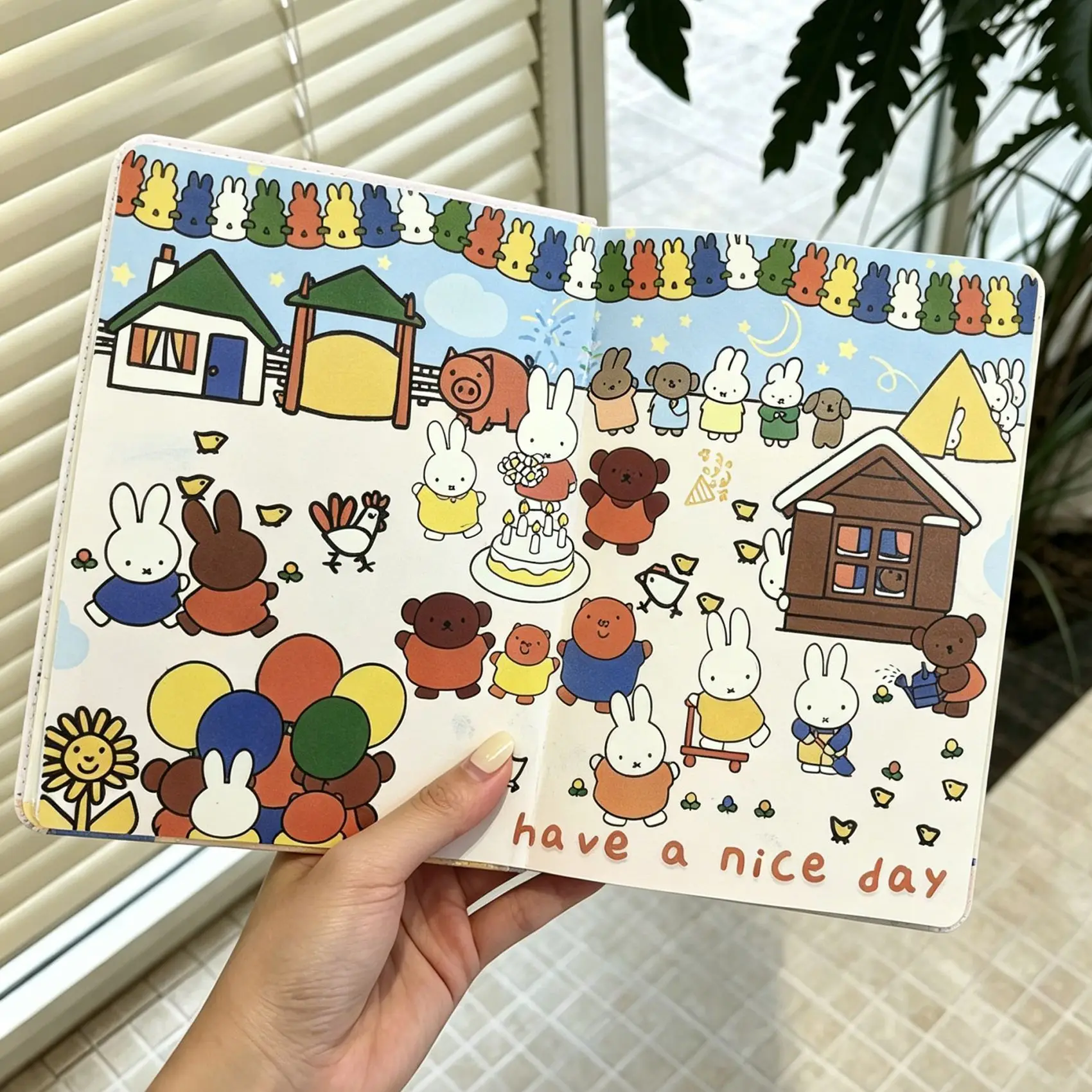 Фото Прекрасный блокнот Miffy B6 с милыми иллюстрациями, цветными страницами, студенческий блокнот, подарочный дневник, отправить другу, мультяшный дизайн. №5