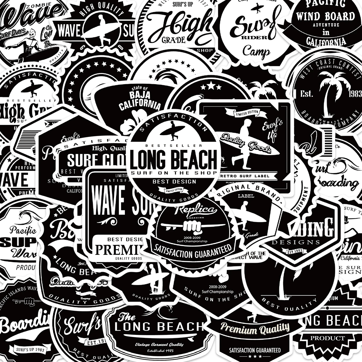 

10/20/39pcs Outdoor Surfing Cartoon Stickers Summer Tropical Beach Aesthetic Skateboard Cute Guitar Laptop Car PVC Sticker Pack