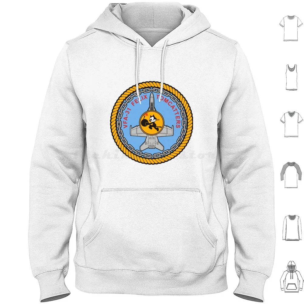 Фото F / A-18 Vfa-31 Толстовка Tomcatters из хлопка с длинным рукавом F18 Hornet Super Hornet Navy Military Plane Jet Fighter Jet Pilot Fly №1