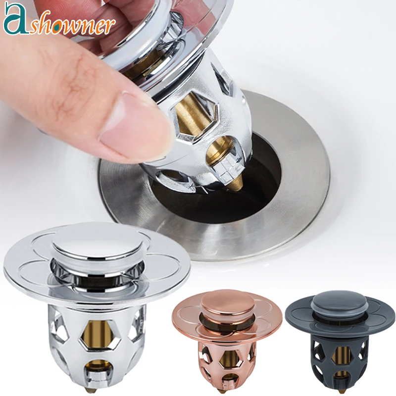 

Stainless Steel Basin Pop-Up Bounce Core Universal Basin Drain Filter Hair Catcher Sink Strainer Bathroom Bathtub Stopper Tool