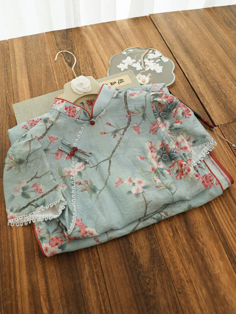 

Traditional Chinese Flower Qipao Dress Women Sexy Slim Split Long Cheongsam Flower Print High quality Vestidos Dress Clothing