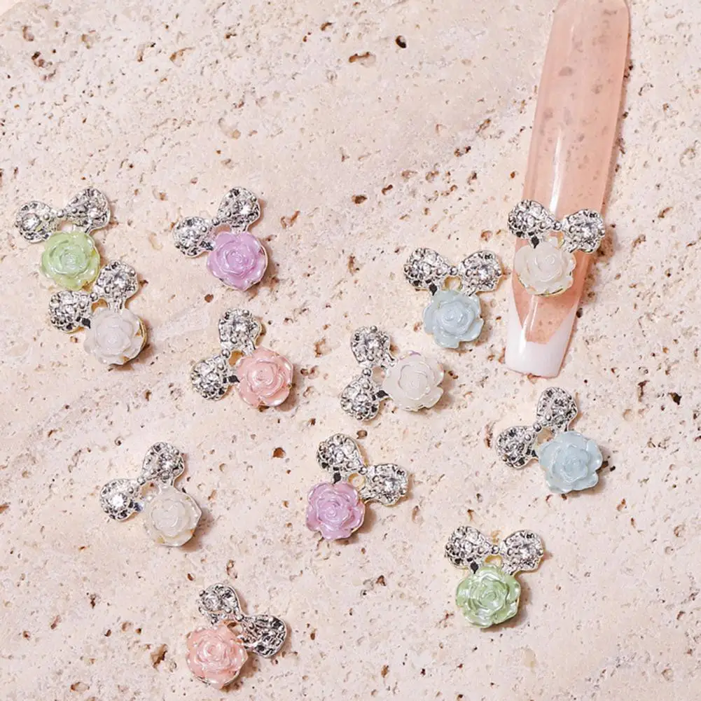 

10Pcs Nail Charms Shining Easy Paste Three-dimensional Luxurious Detachable Manicure Decor Nail-Beauty Butterfly Camellia