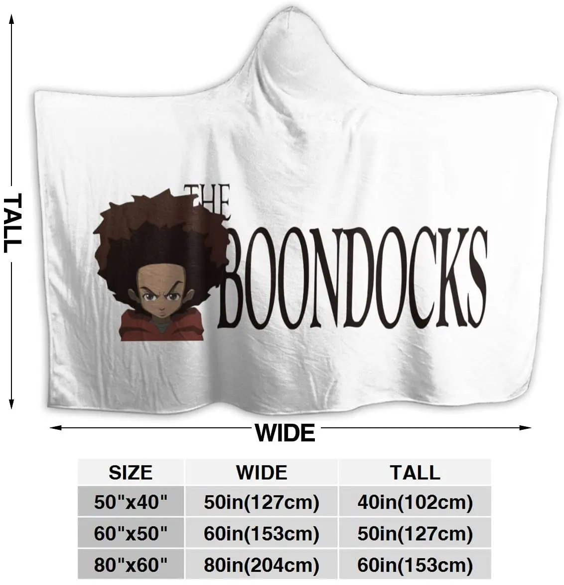 

Huey Freeman Throw Blanket for Unisex Adult Hooded Blanket for Sofa Wearable Blanket Home Sherpa Fabric Blanket Flannel Blanket
