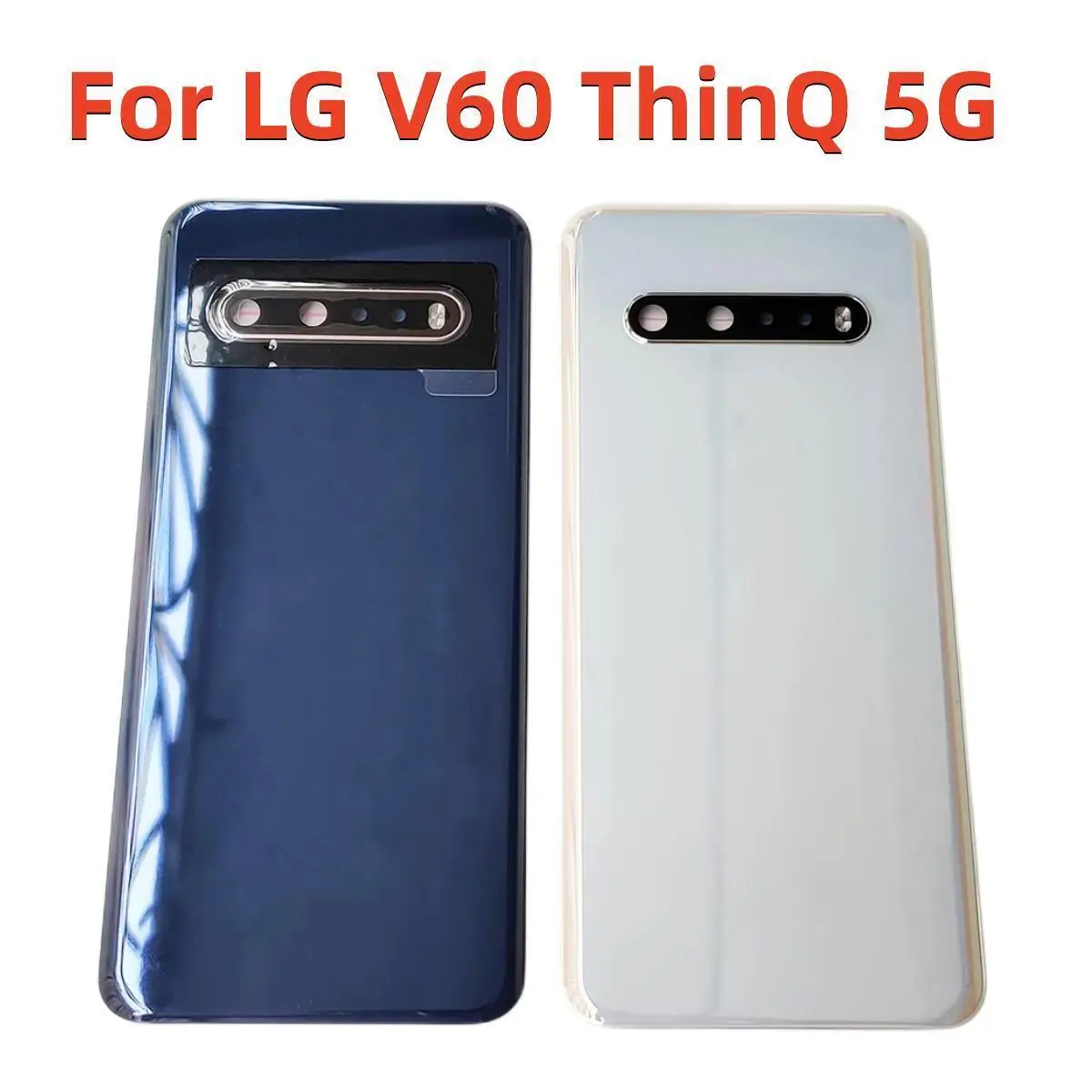 

For LG V60 ThinQ 5G Back Door Replacement Battery Case,Rear Housing Cover Black + Camera Lens